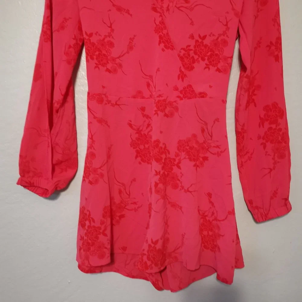 H&M Hot Pink Floral Long Sleeve‎ Romper